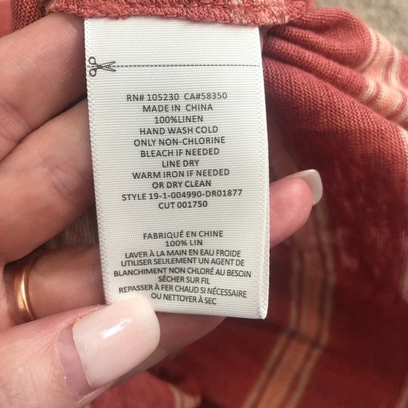 JOIE Tropic Red Striped 100% Linen Brellen Sleevelss Maxi Dress Size Small NEW - Picture 10 of 11